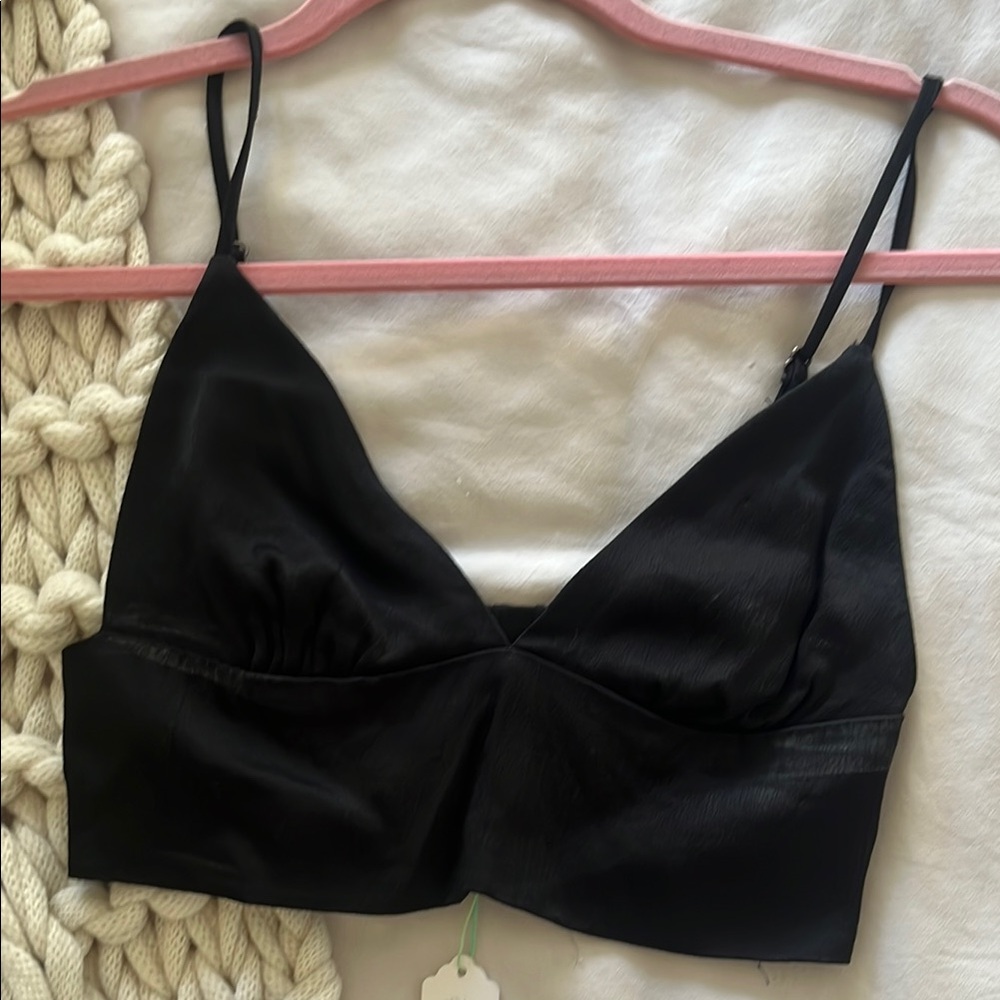Black Satin Bralette with Adjustable Straps